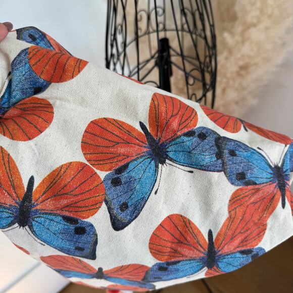 Butterfly Canvas Shopping Tote Pom Pom Tassel Bag - 100% Recycled Cotton - Picture 7 of 9